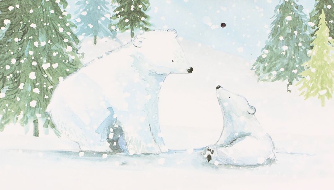 Pungă de cadou, din hârtie, colecția Clairefontaine de la Eurowrap, 25x21,5 cm, burduf de 10 cm, Polar bear